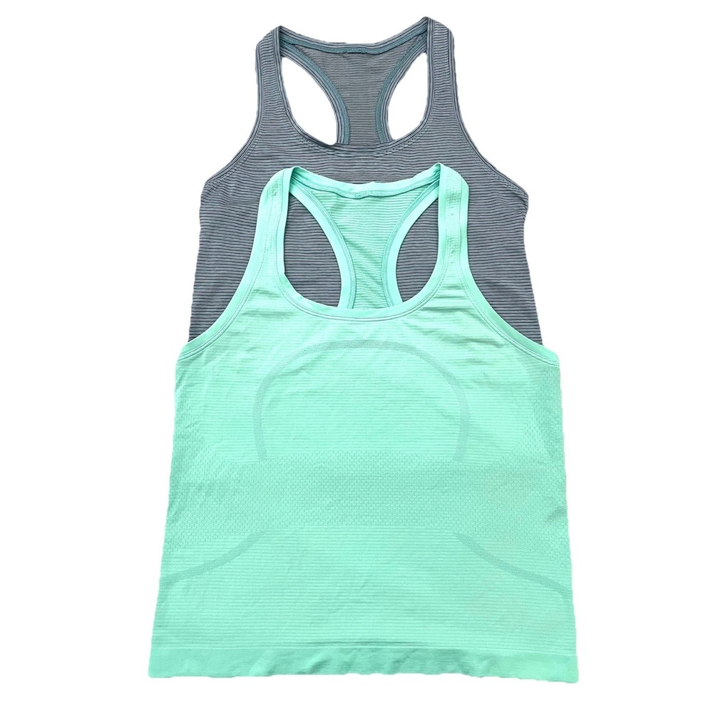 Lululemon Swiftly Tech Racerback Tank Top Lot of 2 XS 4 Blue / Teal Running